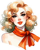 AI generated Pinup Beauty with Blonde Curls and Vintage Red Scarf png