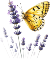 AI generated Swallowtail Butterfly on Wildflowers and Lavender png