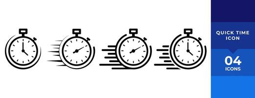 Timer icons set. Quick time or deadline icon. Express service symbol. Countdown timer and stopwatch icons isolated on white. Vector illustration.