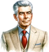 AI generated Stately Senior Man in Beige Suit and Red Tie png