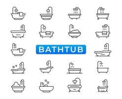 Bath tub icon in filled, thin line, outline and stroke style. Vector illustration of two colored and black bath tub vector icons designs can be used for mobile, ui,