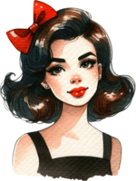 AI generated Classic 50s Pinup Girl with Playful Wink and Hair Bow png