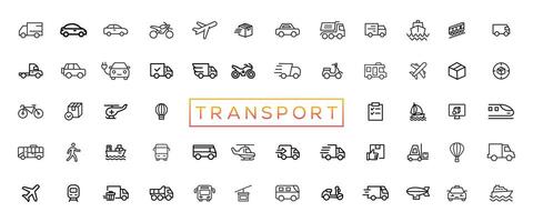 Transport, vehicle and delivery elements - minimal thin line web icon set. Outline icons collection vector