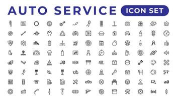 Auto service and car garage Set of thin line web icon set, simple outline icons collection, Pixel Perfect icons, Simple vector illustration.