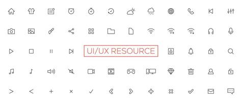 Minimalist and simple looking ui icons set for dark, light mode. Outline isolated user interface elements for night, day themes vector