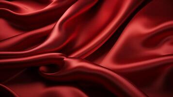 AI generated Luxurious smooth red satin or silk fabric texture background for design and textile concepts photo