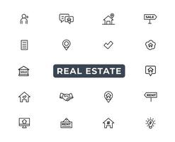 Real Estate minimal thin line web icon set. Included the icons as realty, property, mortgage, home loan and more. Outline icons collection. Simple vector illustration