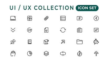 mega conjunto de ui ux icono colocar, usuario interfaz conjunto de iconos colección.conjunto de Delgado línea web icono colocar, sencillo contorno íconos recopilación, píxel Perfecto iconos, sencillo vector ilustración.