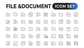 Set of file and document Icons. Simple line art style icons pack. Vector illustration.