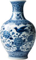 ai generiert elegant hoch Porzellan Vase mit Blumen- Muster png