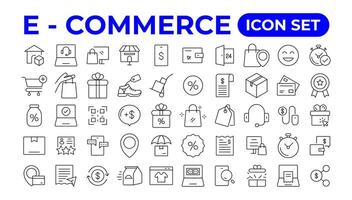 E-Commerce set of web icons in line style. vector