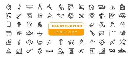 Outline web icons set - construction, home repair tools. Thin line web icons collection. vector