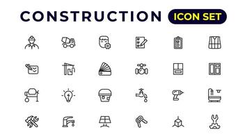 Build and construction thin line icons vector