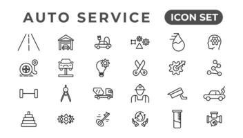 Auto service and car garage Set of thin line web icon set, simple outline icons collection, Pixel Perfect icons, Simple vector illustration.