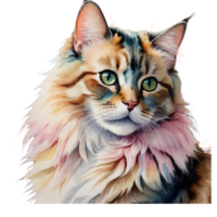 ai généré portrait de une chat, aquarelle style png