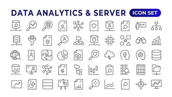 Data analysis, statistics, analytics - minimal thin line web icon set. Outline icons collection. Simple vector illustration. Data analysis thin line icon set. Data processing outline pictograms.