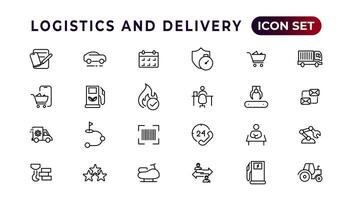 Logistics and delivery linear icons collection.Set of thin line web icon set, simple outline icons collection, Pixel Perfect icons, Simple vector illustration.