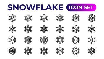 snowflake icons collection.Thin outline icons pack. vector