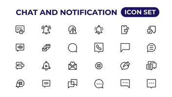 Chat and notification line icons collection. Bell, message, like, reminder, devices icons. vector