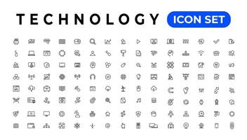 Device and Information technology line icons collection. Big UI icon set in a flat design. Thin outline icons pack vector