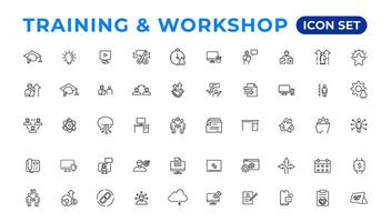 Training and workshop linear icons collection.Set of thin line web icon set, simple outline icons collection, Pixel Perfect icons, Simple vector illustration.