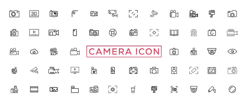 Photo and video icon set. Icons of photography, image, photo gallery, video camera and photo camera. Diaphragm icon. image, photo gallery Vector illustration
