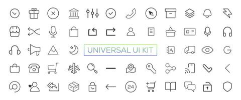 Minimalist and simple looking ui icons set for dark, light mode. Outline isolated user interface elements for night, day themes vector