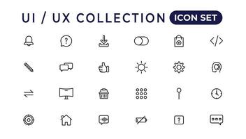 mega conjunto de ui ux icono colocar, usuario interfaz conjunto de iconos colección.conjunto de Delgado línea web icono colocar, sencillo contorno íconos recopilación, píxel Perfecto iconos, sencillo vector ilustración.