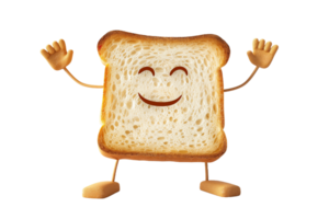 AI generated toast character with arms and legs on transparent background png