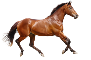 ai gerado uma cavalo corrida em uma transparente fundo png