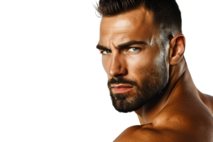 AI generated a man with a beard and no shirt png