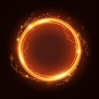 Fire Light Ring with Spark, Isolated on Dark Background, Vector Illustration