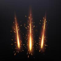 Three Lines of Sparks, Glowing Claws Light Effect, Vector Illustration