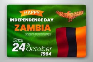 contento independencia día de Zambia con ondulación bandera fondo, vector ilustración