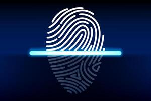 Fingerprint Scanning Identification System, Biometric Authorization, Vector Illustration