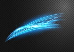 Abstract Blue Line of Light with Blue Sparks, on A Background, Isolated and Easy to Edit, Vector Illustration