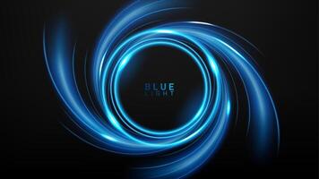 Blue Light Circle Effect on Dark Background, Vector Illustration