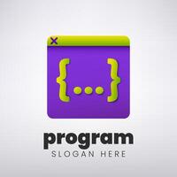 Program Logo Design, Creative Coding Concept, Vector Illustration