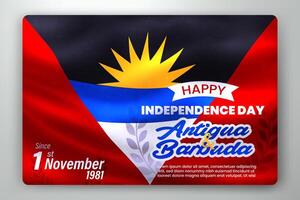 contento independencia día de antigua y barbuda con ondulación bandera fondo, vector ilustración