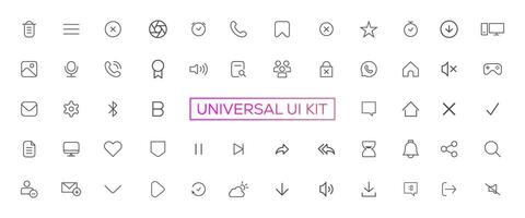 Minimalist and simple looking ui icons set for dark, light mode. Outline isolated user interface elements for night, day themes vector