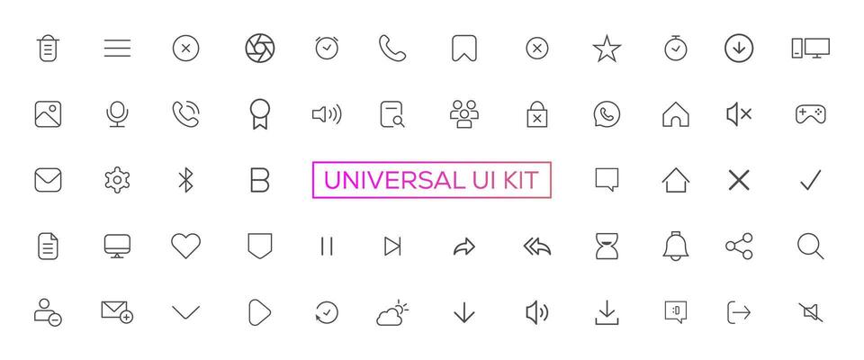 Minimalist and simple looking ui icons set for dark, light mode. Outline isolated user interface elements for night, day themes