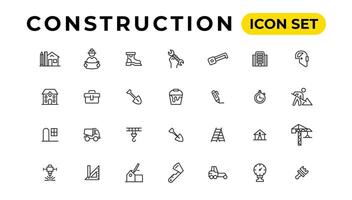 Build and construction thin line icons vector