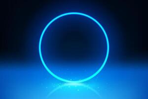 Abstract Blue Ring Glowing Effect on Dark Background, Vector Illustration
