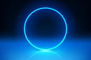 Abstract Blue Ring Glowing Effect on Dark Background, Vector Illustration