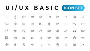 Basic User Interface Essential Set. ui ux Line Outline Icons. For App, Web, Print. Editable Stroke. vector