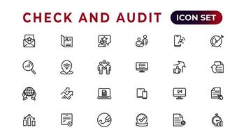 Check and audit line icons collection. Set of thin line web icon set, simple outline icons collection, Pixel Perfect icons, Simple vector illustration.