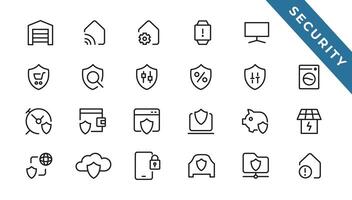 Security set of web icons in line style. Cyber Security and internet protection icons for web and mobile app. Password, security system, finger print, spy, electronic key and more. Vector illustration