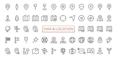 conjunto de iconos de ubicación. iconos de navegación. iconos de puntero de mapa. símbolos de ubicación ilustración vectorial vector