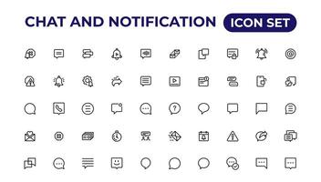 Chat and notification line icons collection. Bell, message, like, reminder, devices icons. vector