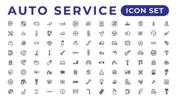 Auto service and car garage Set of thin line web icon set, simple outline icons collection, Pixel Perfect icons, Simple vector illustration.